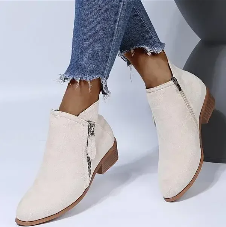NOUVEAU RICHE Lederstiefel Damen Warm Gefüttert Rutschfeste Sohle Knochen