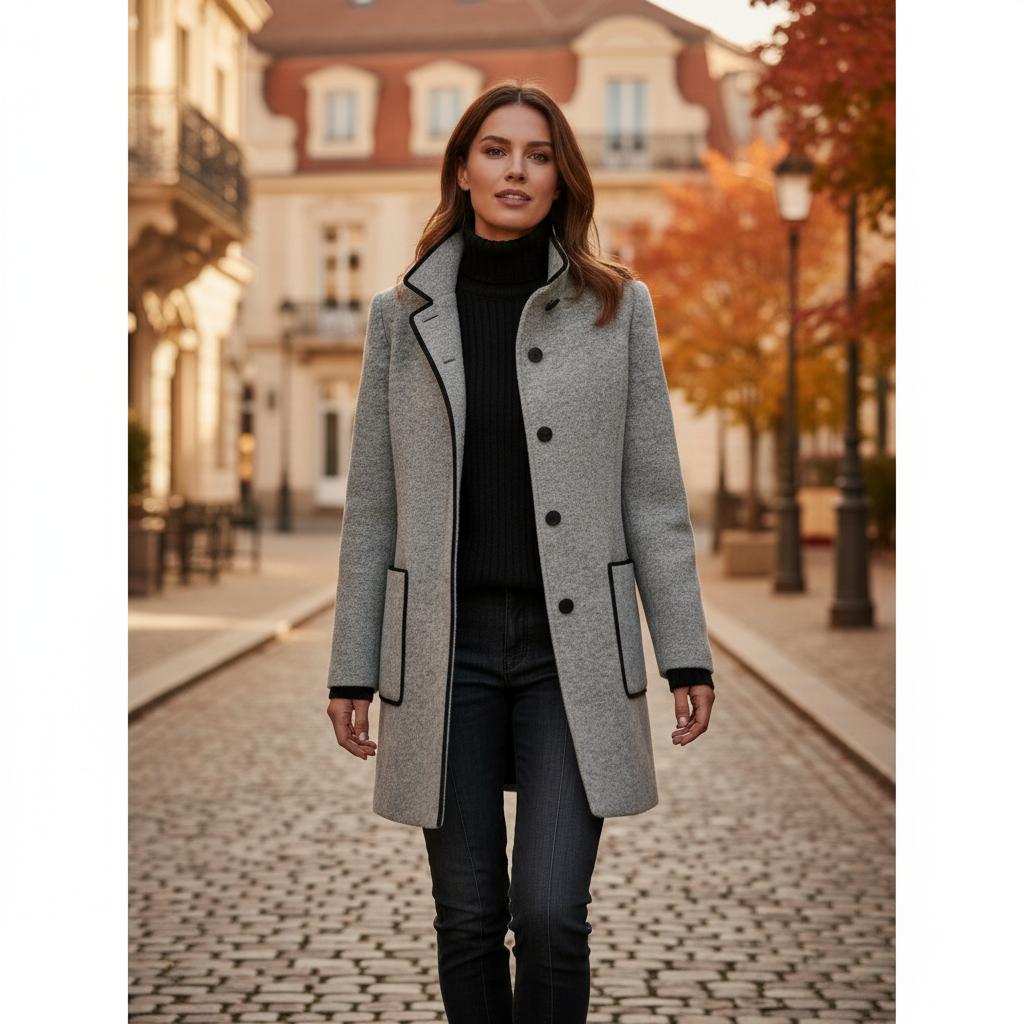 Wollmantel Damen Knopfverschluss Zeitloses Design Winter - Winterjacke - Wintermäntel Damen