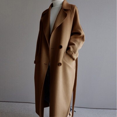 NOUVEAU RICHE Mantel Damen Beige Taillierte Passform Wärme Futter Bequem - Winterjacke - Wintermäntel Damen Braun