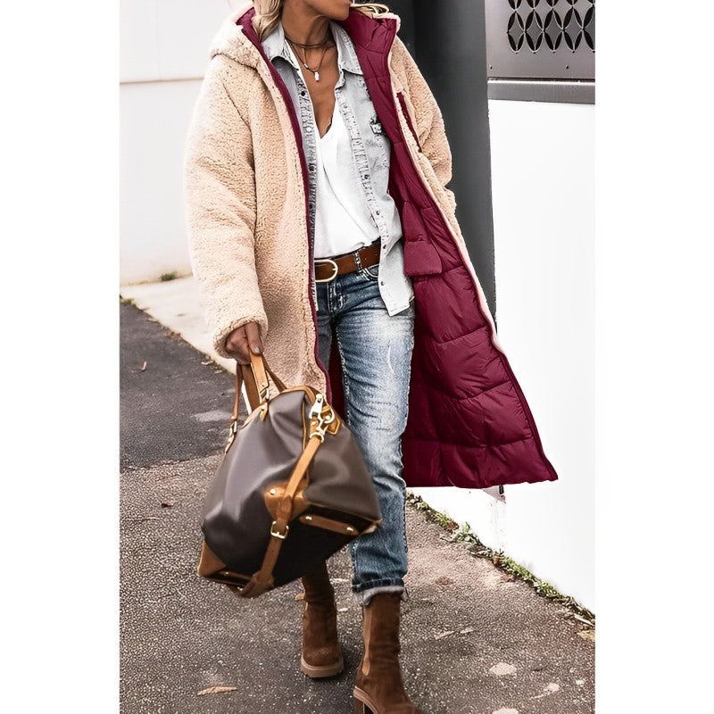 NOUVEAU RICHE Mantel Damen Lang Grau Warmer Wintermantel Stilvoll - Winterjacke - Wintermäntel Damen