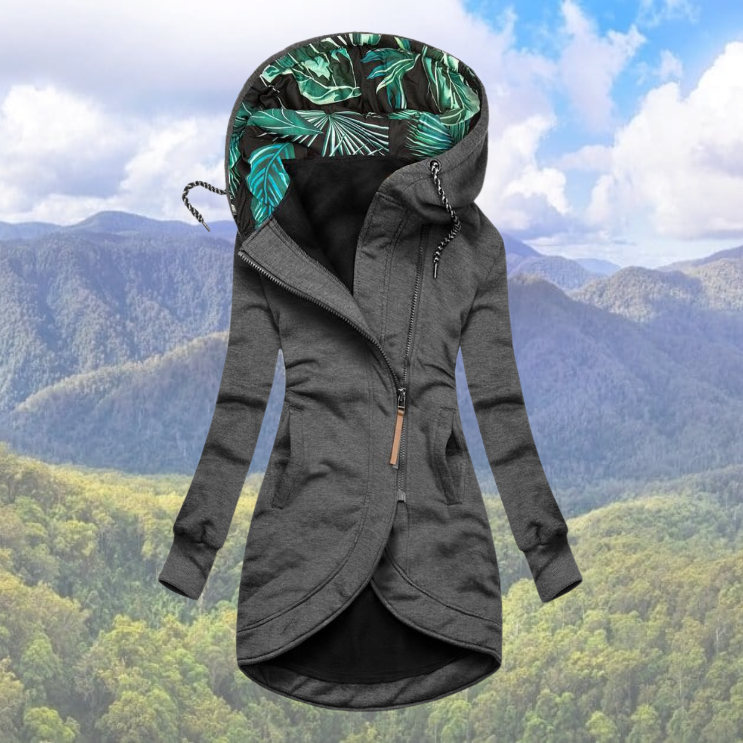 NOUVEAU RICHE Wintermantel Damen Warm Kapuze Modisch Bequem Stilvoll - Winterjacke - Wintermäntel Damen Grau