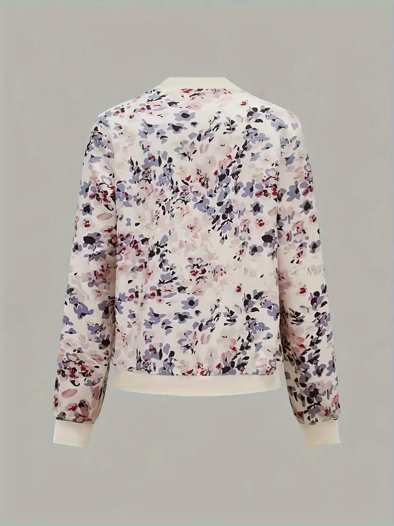 NOUVEAU RICHE Damen Bomberjacke Blumenmuster Lässig Casual Design - Übergangsjacke