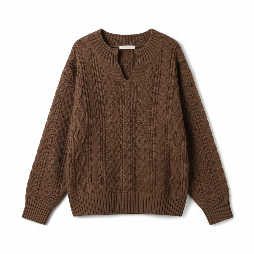 Damen Strick Sweatshirt Lässige Passform Einzigartiges Strickmuster