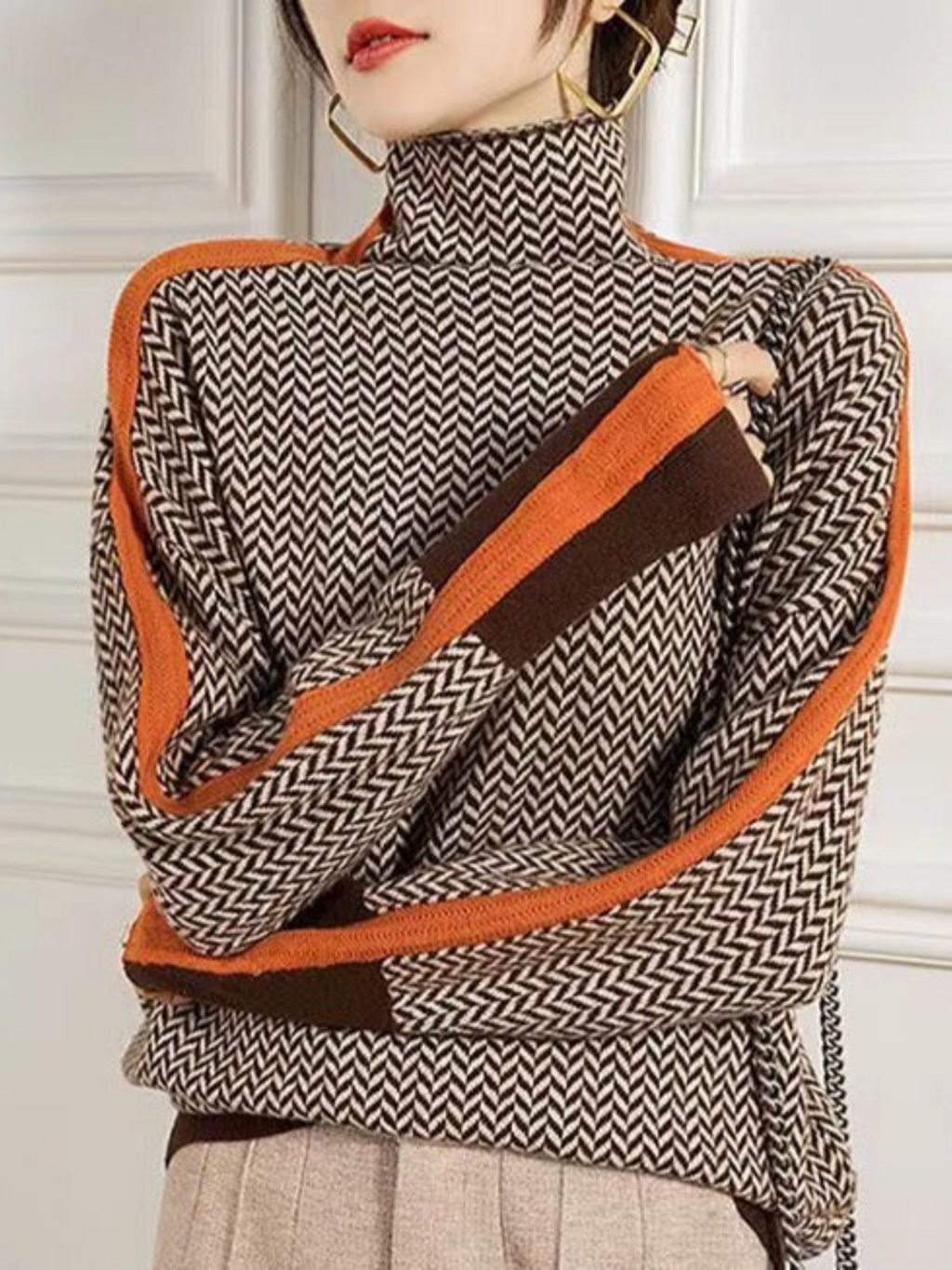 WW | Rollkragenpullover für Frauen - Geometrischer Druck 0