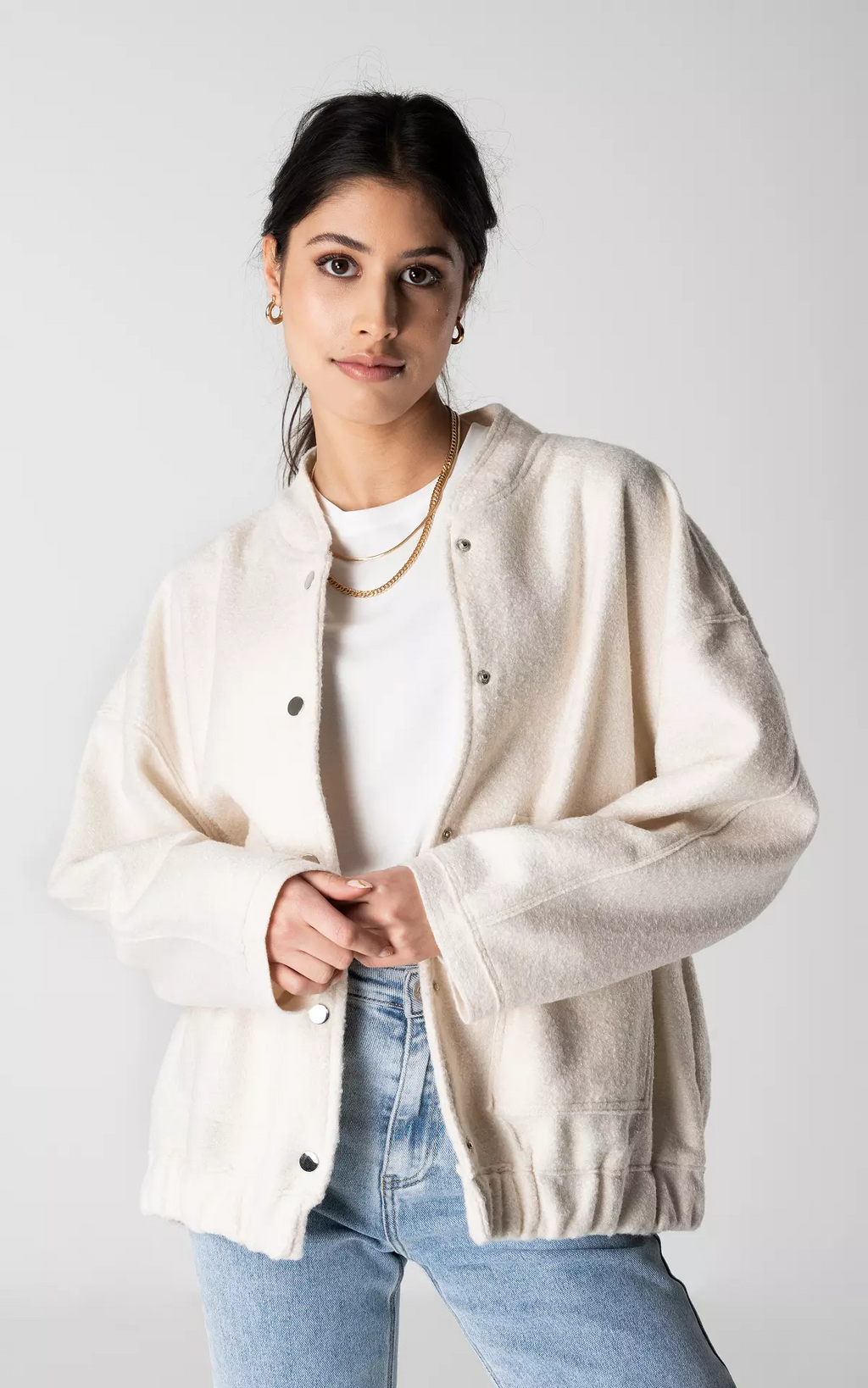 NOUVEAU RICHE Damen Bomberjacke Weit Geschnitten Oversized Herbstjacke - Übergangsjacke