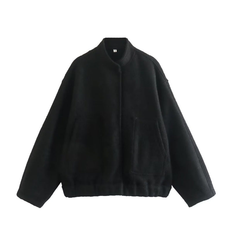 NOUVEAU RICHE Damen Bomberjacke Weit Geschnitten Oversized Herbstjacke - Übergangsjacke Schwarz