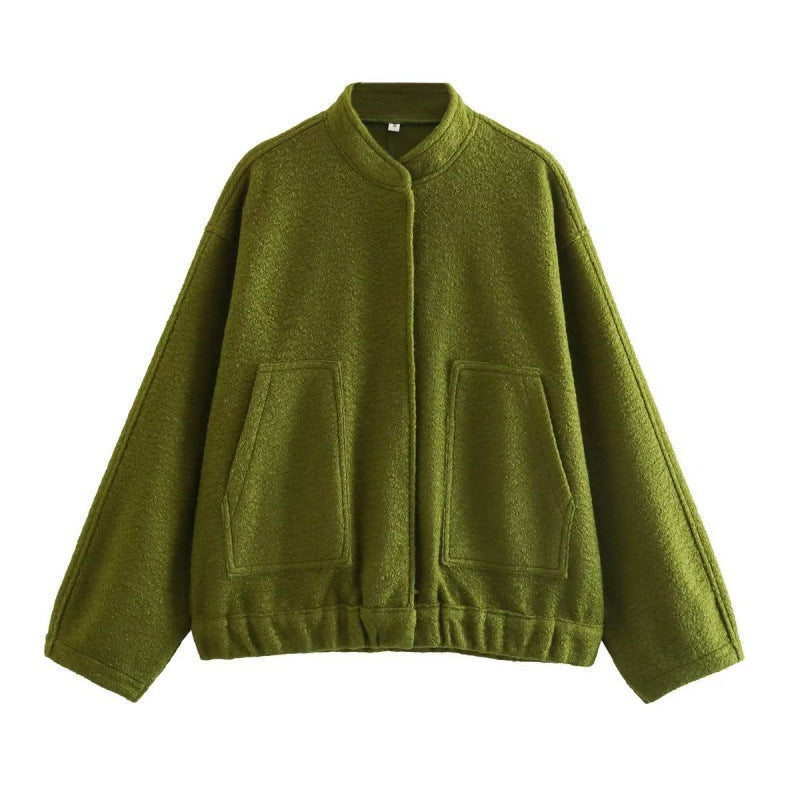 NOUVEAU RICHE Damen Bomberjacke Weit Geschnitten Oversized Herbstjacke - Übergangsjacke Grün