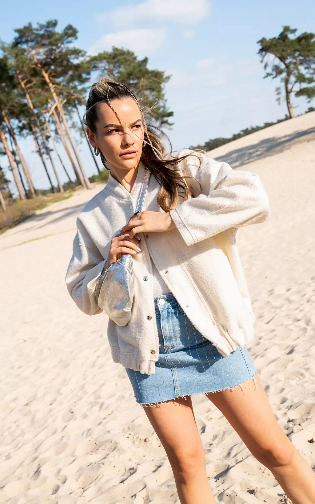 NOUVEAU RICHE Damen Bomberjacke Weit Geschnitten Oversized Herbstjacke - Übergangsjacke