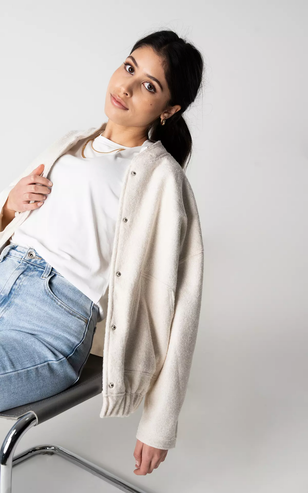 NOUVEAU RICHE Damen Bomberjacke Weit Geschnitten Oversized Herbstjacke - Übergangsjacke