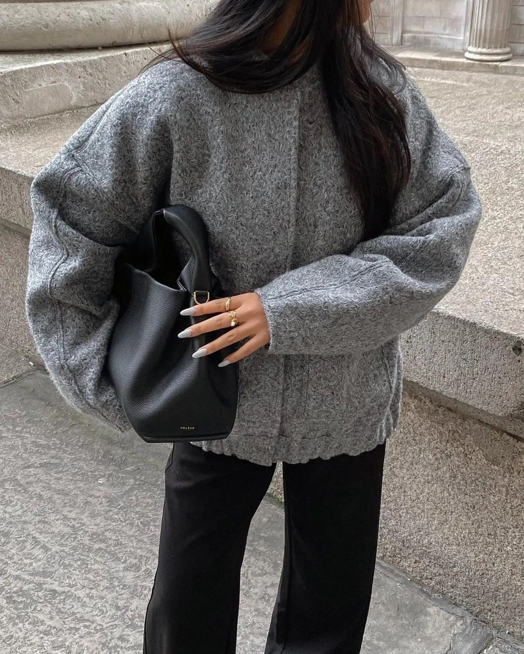 NOUVEAU RICHE Damen Bomberjacke Weit Geschnitten Oversized Herbstjacke - Übergangsjacke