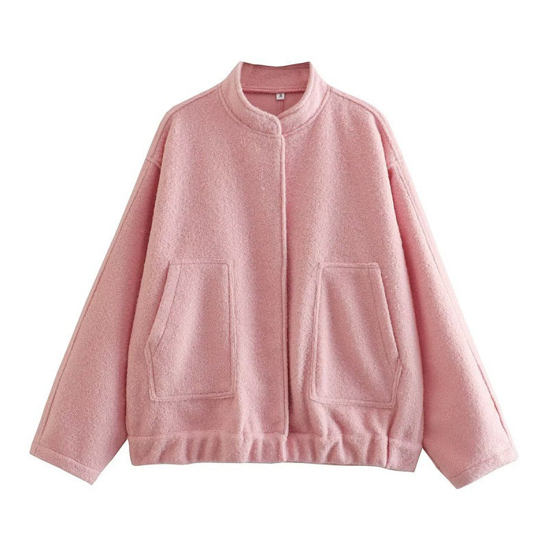 NOUVEAU RICHE Damen Bomberjacke Weit Geschnitten Oversized Herbstjacke - Übergangsjacke Rosa