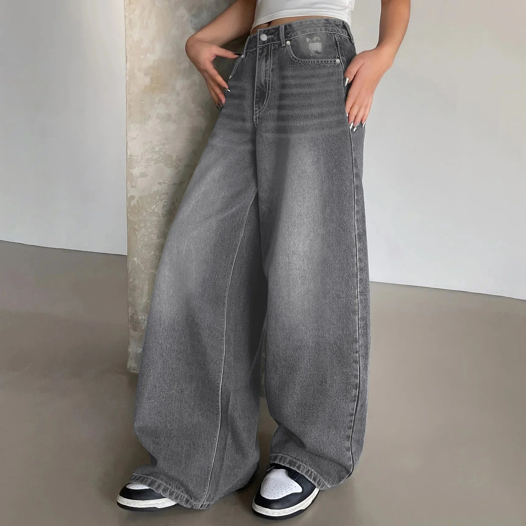 WW | Weite Baggy-Jeans für Frauen - Mittlere Bundhöhe Komfort 4
