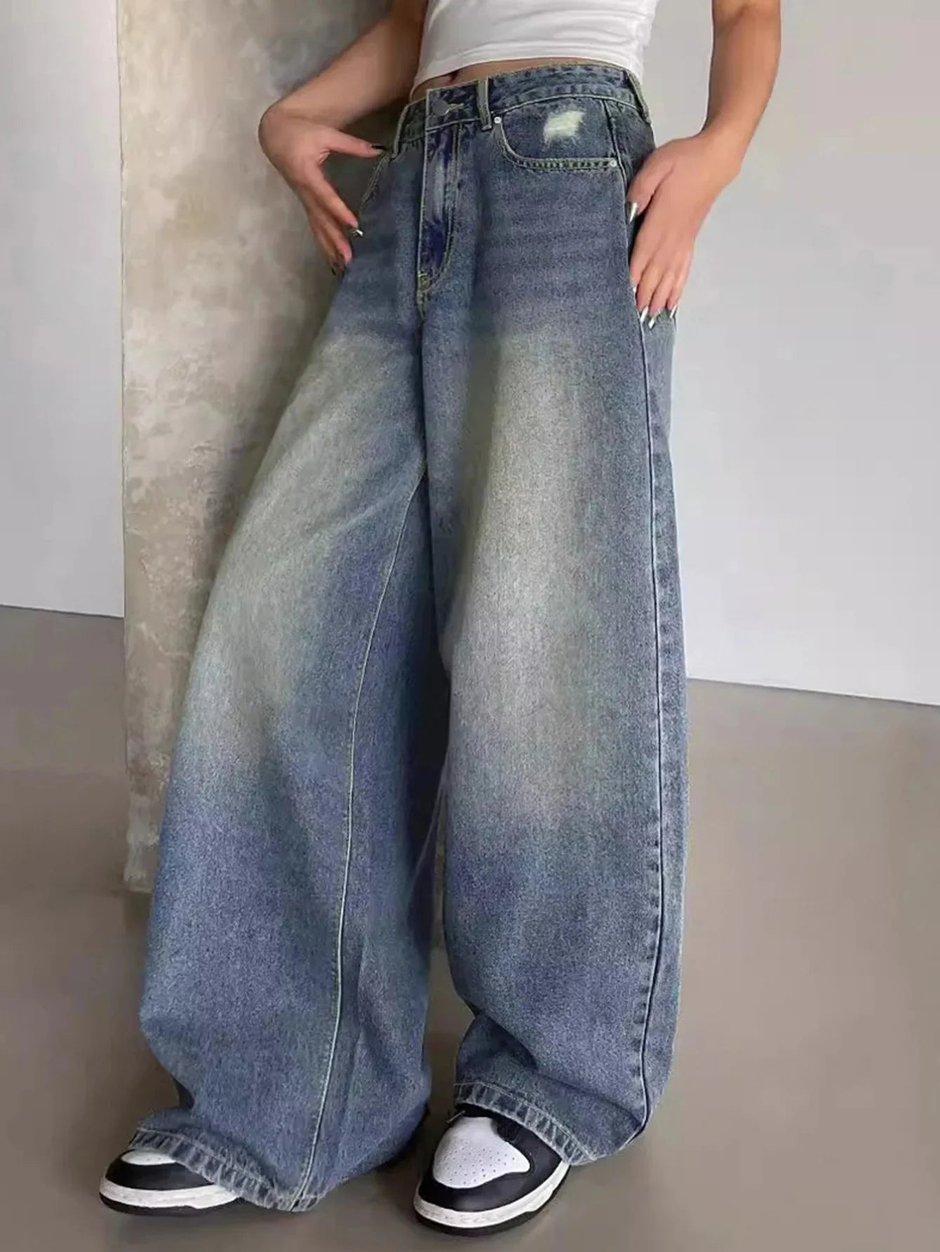 WW | Weite Baggy-Jeans für Frauen - Mittlere Bundhöhe Komfort 5