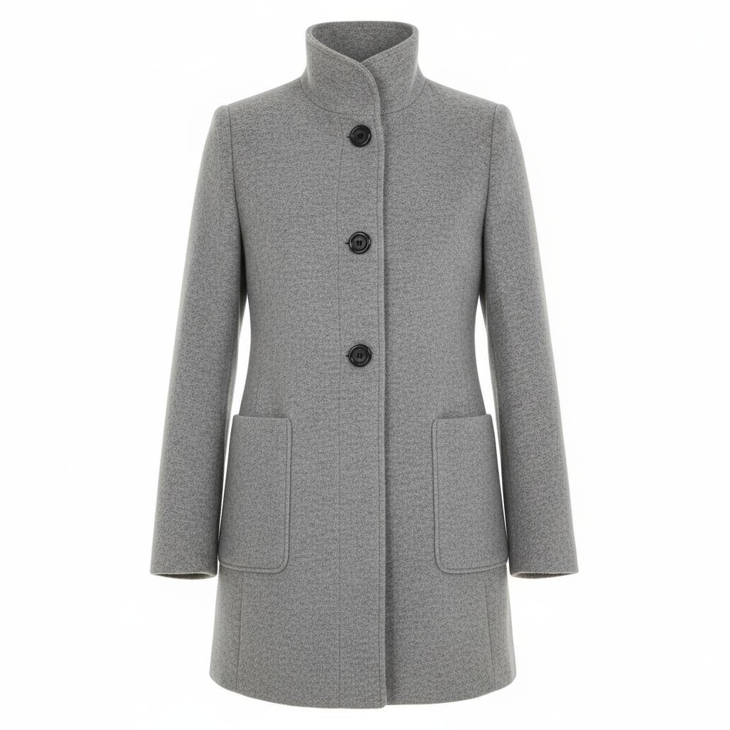 NOUVEAU RICHE Damen Wollmantel Winter Eleganter Knopfverschluss Stilvoll Warm