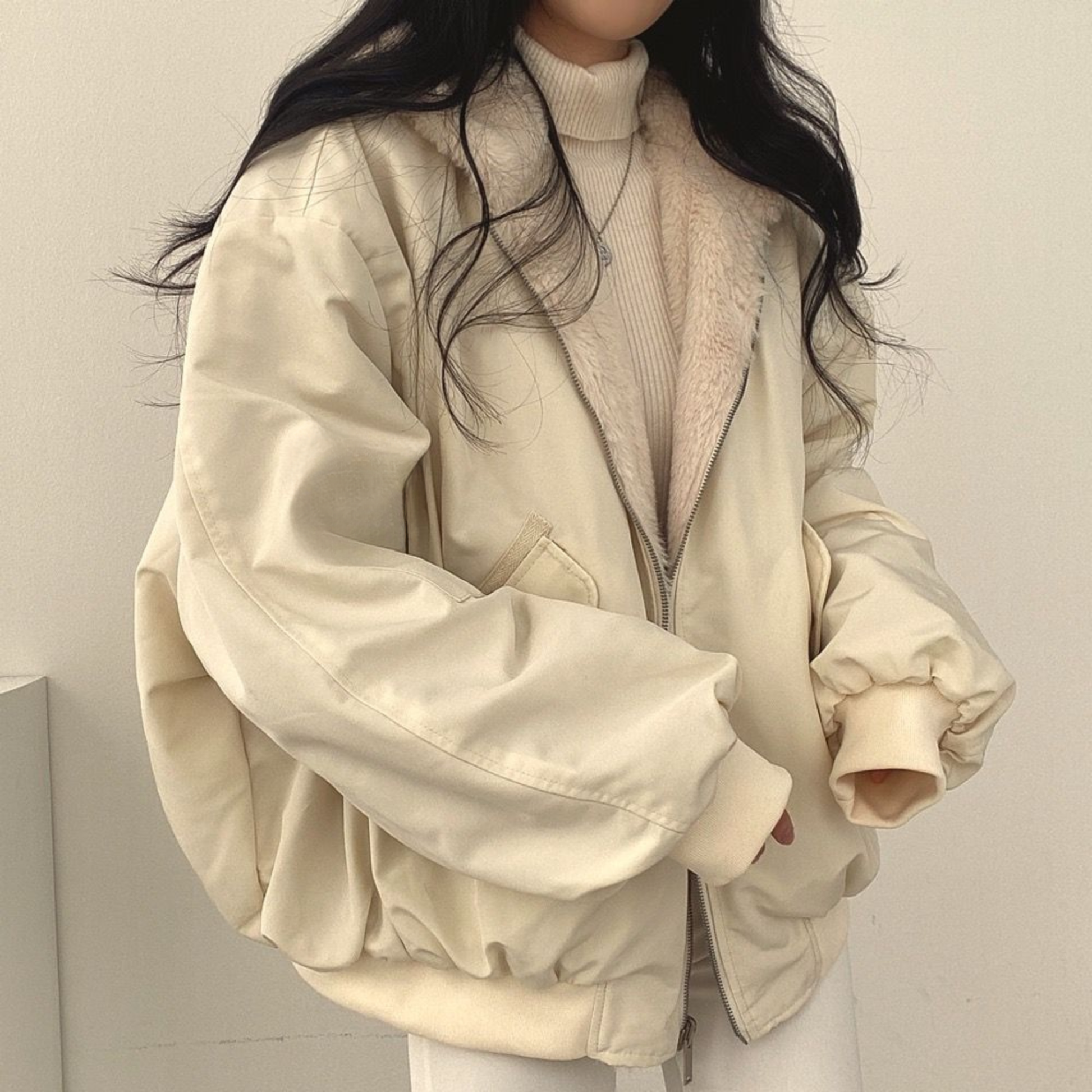 NOUVEAU RICHE Damen Fleece Jacke Leichte Warme Reisen Komfort Fleecejacke Beige