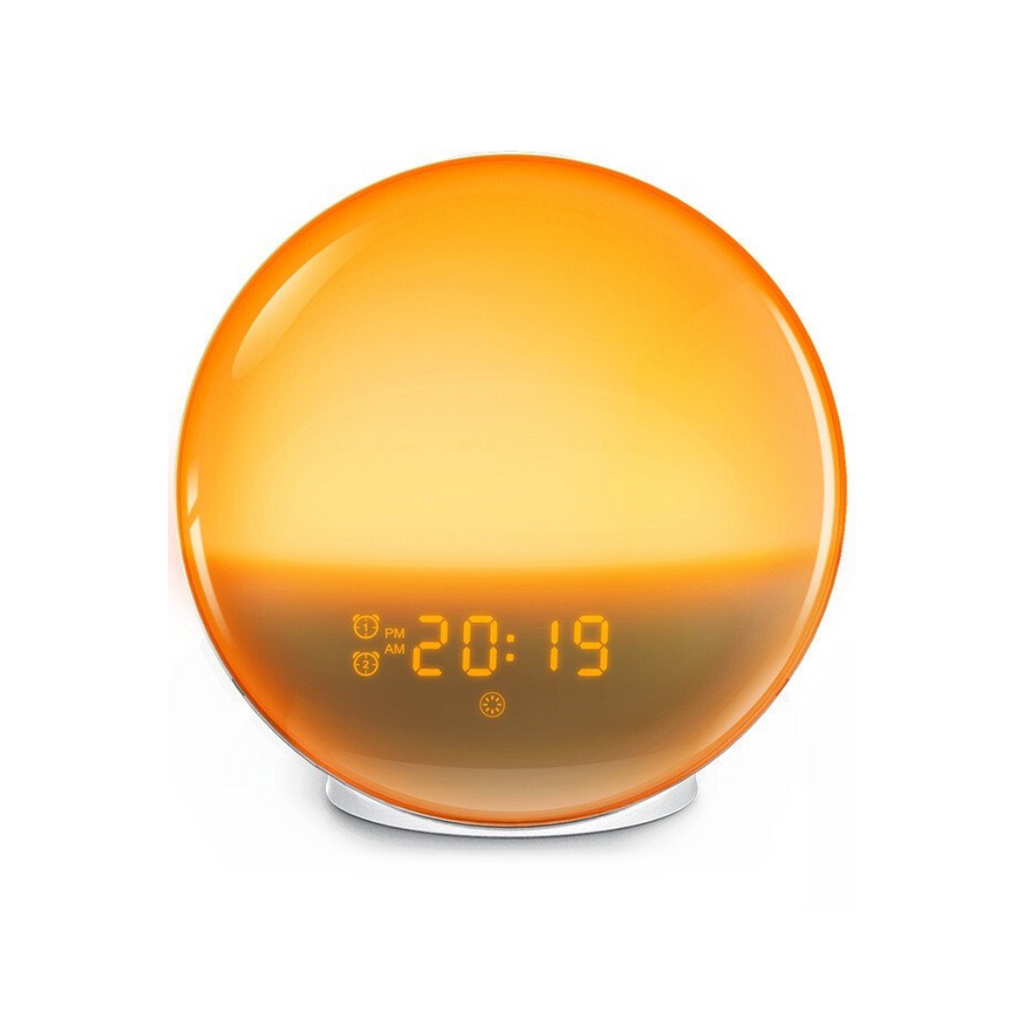 NOUVEAU RICHE Radiowecker mit Wake-up Light – Lichtwecker mit Sonnenauf- & Sonnenuntergang, beruhigende Klänge, LED-Display – GlowRise