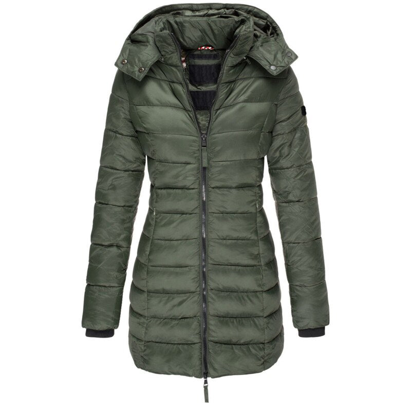 NOUVEAU RICHE Daunenjacke Damen Warm Mit Kapuze Leicht Stylisch Komfort Grün