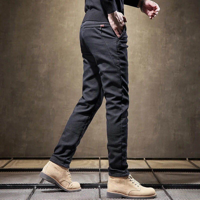 NOUVEAU RICHE Warme Fleecehose Herren Thermo Jogginghose Für Freizeit Schwarz