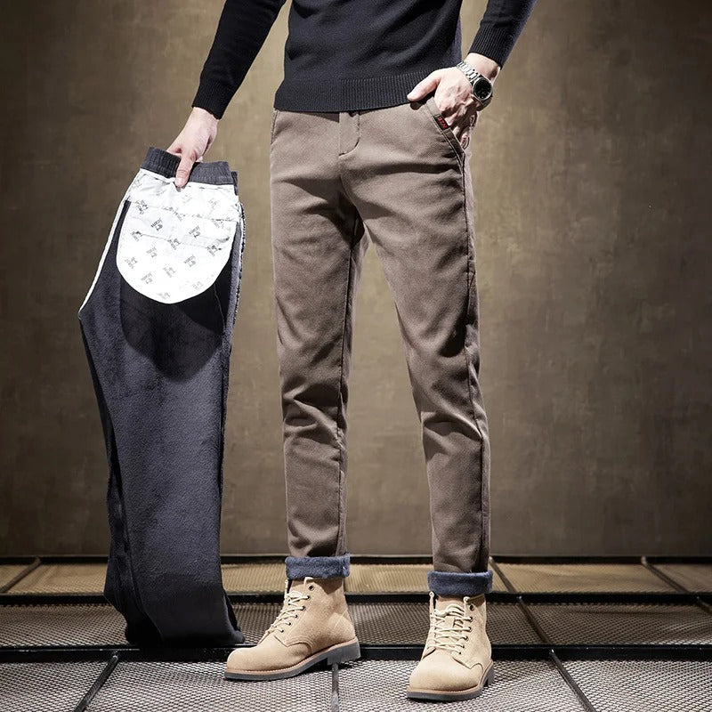 NOUVEAU RICHE Warme Fleecehose Herren Thermo Jogginghose Für Freizeit Khaki