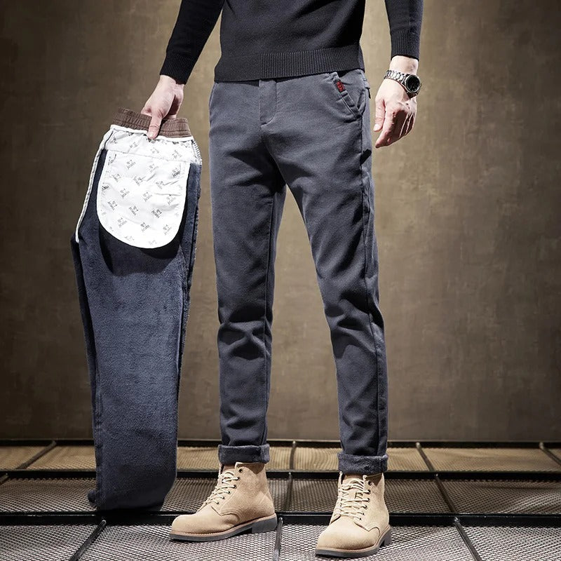 NOUVEAU RICHE Warme Fleecehose Herren Thermo Jogginghose Für Freizeit Grau