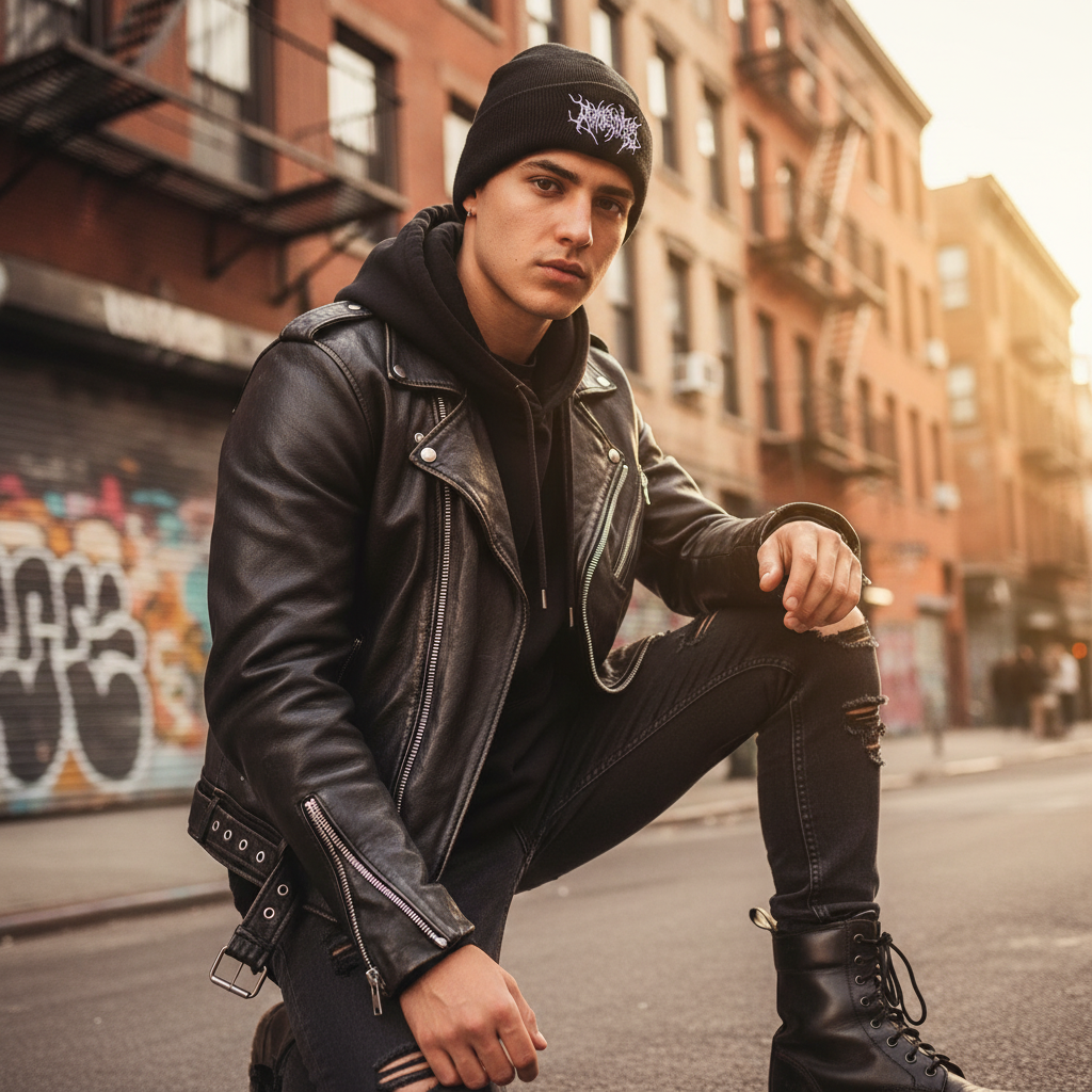 Damen Und Herren Warme Wintermützen Gothic-Streetpunk-Strickmützen Acryl