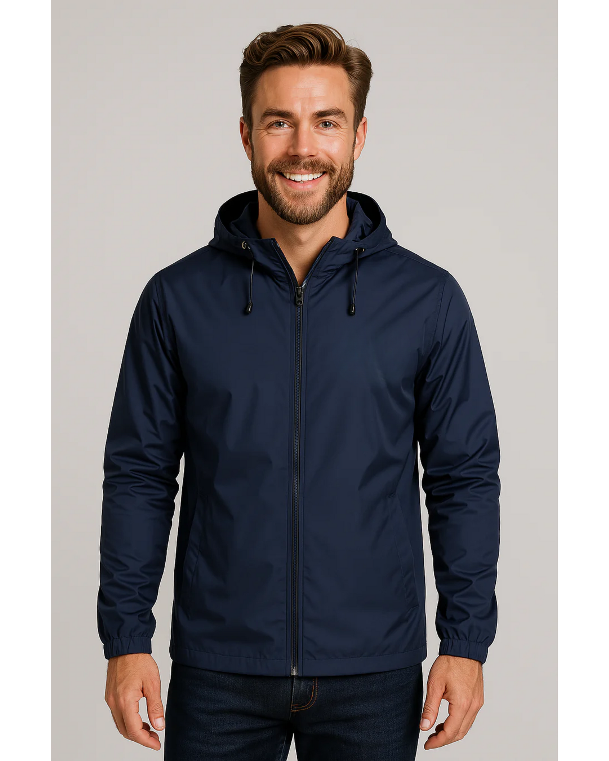 NOUVEAU RICHE Wasserabweisende Herren Herbstjacke Slim Fit Wetterfest Dunkelblau