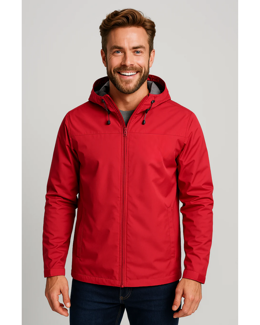 NOUVEAU RICHE Wasserabweisende Herren Herbstjacke Slim Fit Wetterfest Rot