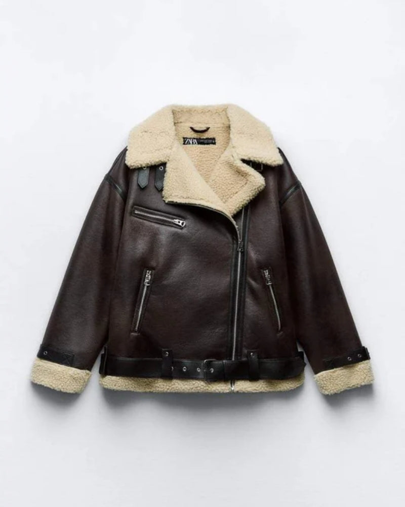 NOUVEAU RICHE Wasserabweisende Winterjacke Mit Isolierung Revers Täglichen Komfort Und Wärme Braun