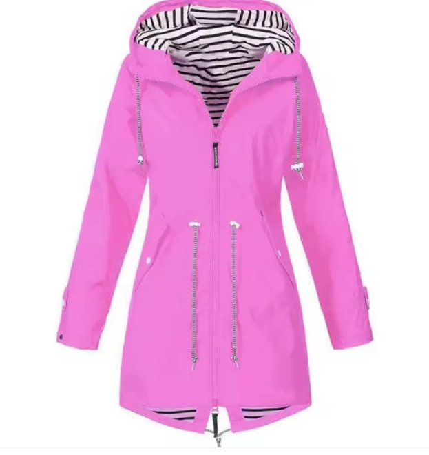 NOUVEAU RICHE Wasserdichte Jacke Mit Kapuze Leicht Und Alltagstauglich Rosa