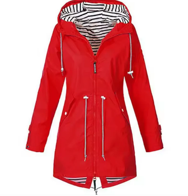 NOUVEAU RICHE Wasserdichte Jacke Mit Kapuze Leicht Und Alltagstauglich Rot