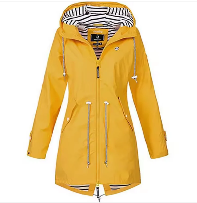 NOUVEAU RICHE Wasserdichte Jacke Mit Kapuze Leicht Und Alltagstauglich Gelb