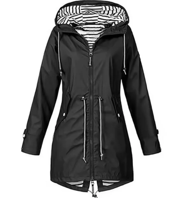 NOUVEAU RICHE Wasserdichte Jacke Mit Kapuze Leicht Und Alltagstauglich Schwarz