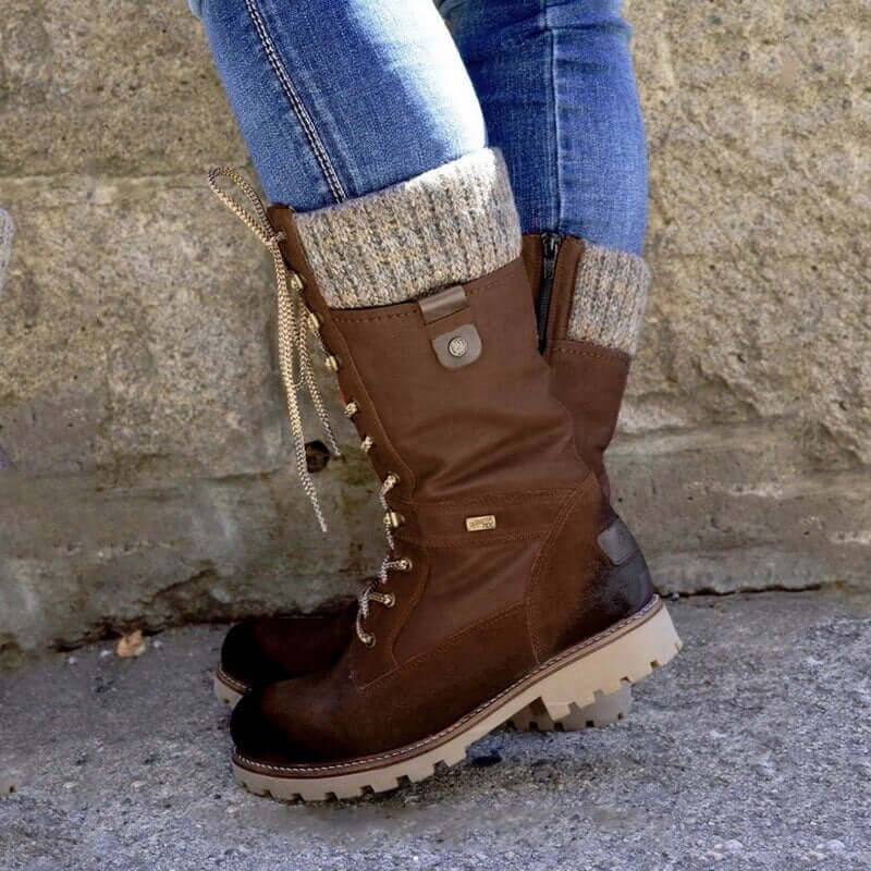 NOUVEAU RICHE Damen Winterstiefel Wasserdicht – Gefüttert & Kälteschutz Braun