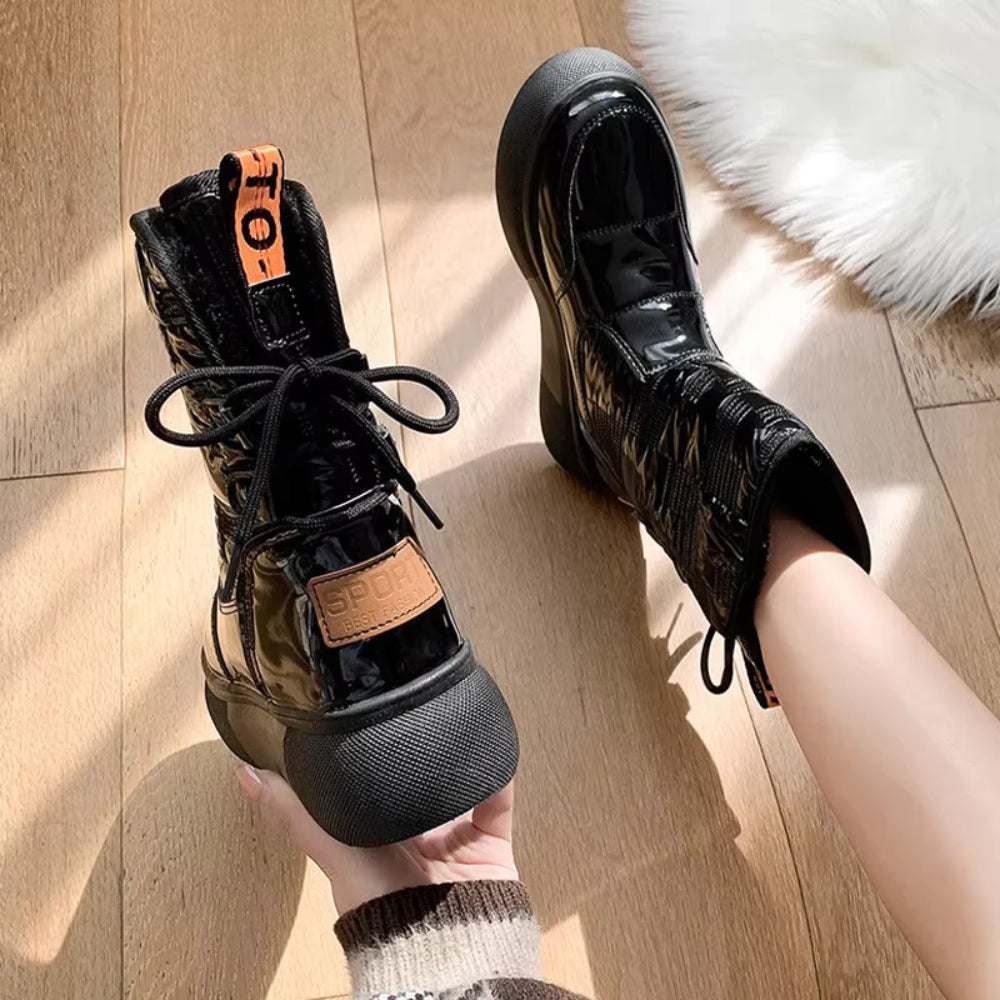 NOUVEAU RICHE Damenstiefel Wasserdichte Warmer Rutschfester Stil Vielseitige Ankelboots Schwarz
