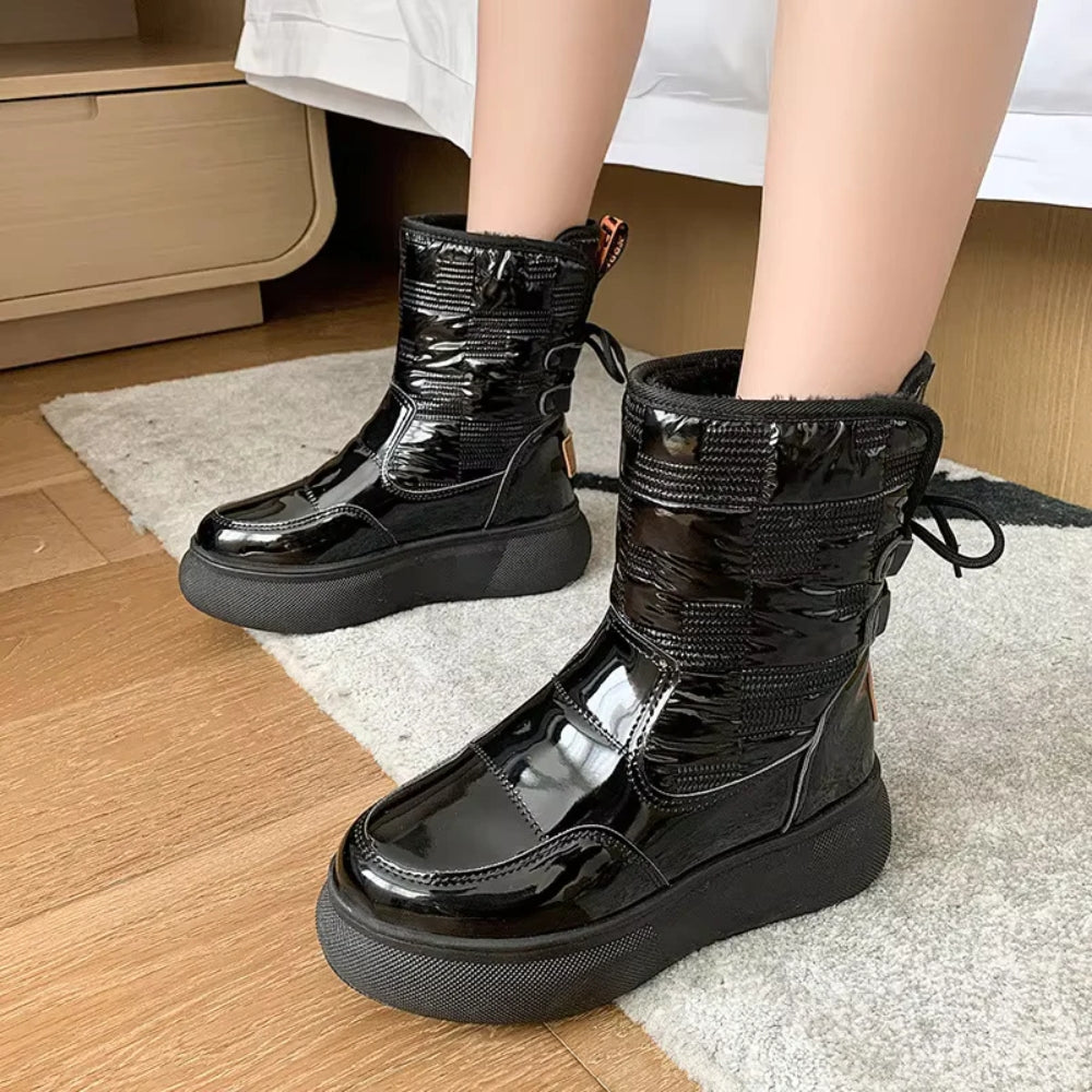 NOUVEAU RICHE Damenstiefel Wasserdichte Warmer Rutschfester Stil Vielseitige Ankelboots