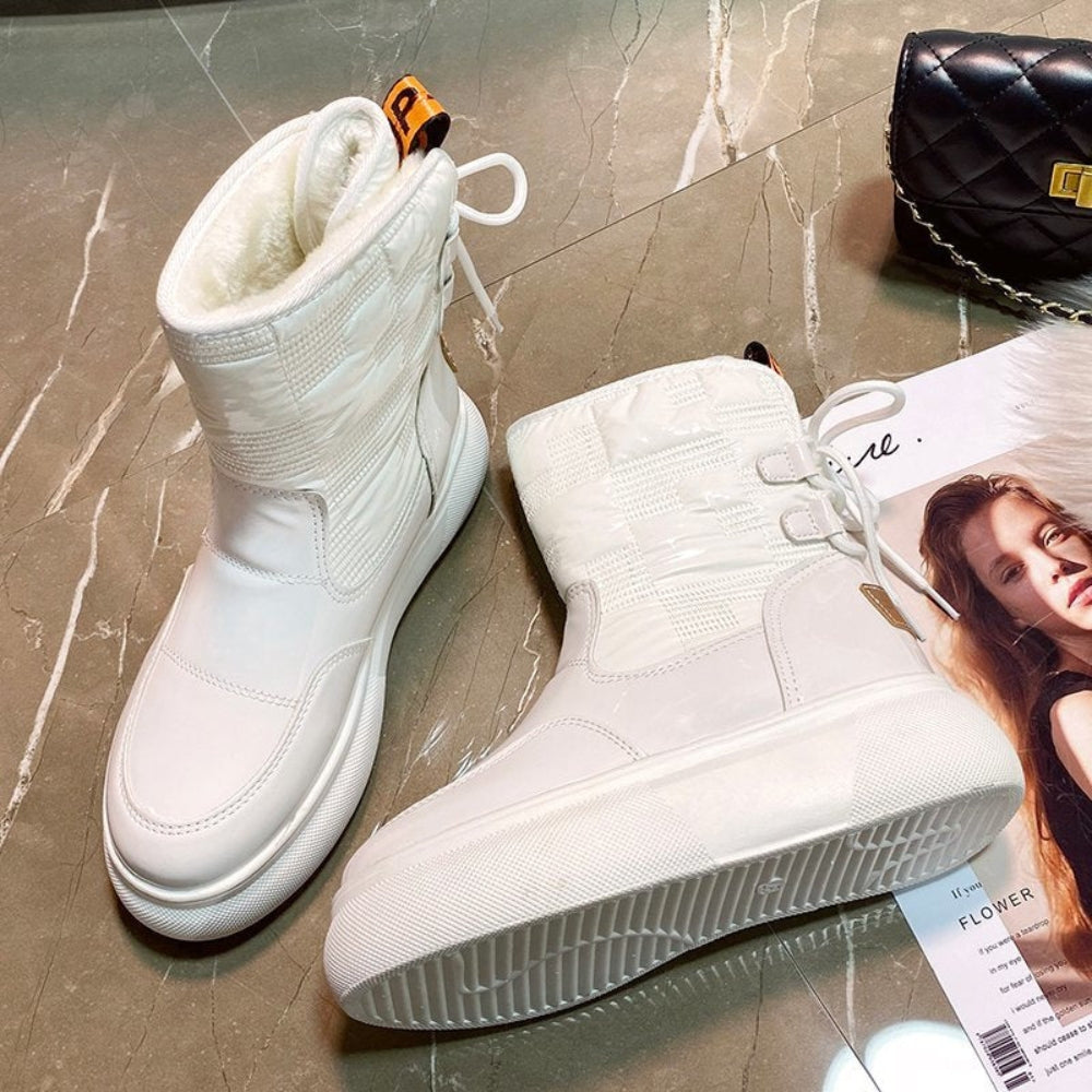 NOUVEAU RICHE Damenstiefel Wasserdichte Warmer Rutschfester Stil Vielseitige Ankelboots