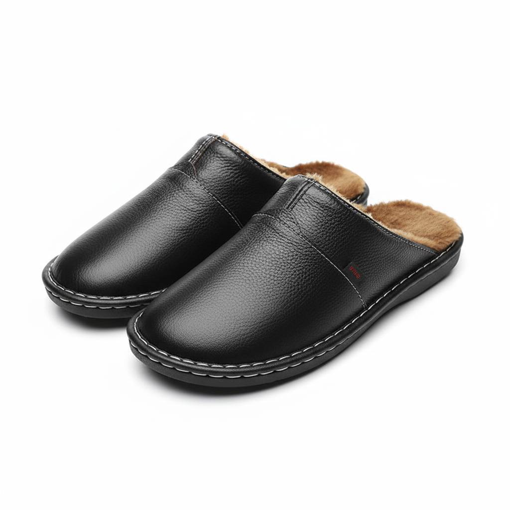 NOUVEAU RICHE Herren Lederpantoffeln Wasserdicht – Innen & Außen (Komfort-Leder)