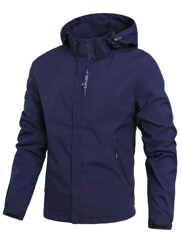 NOUVEAU RICHE Herren Wasserdichte Regenjacke Leicht Outdoor-Regenmantel Blau M