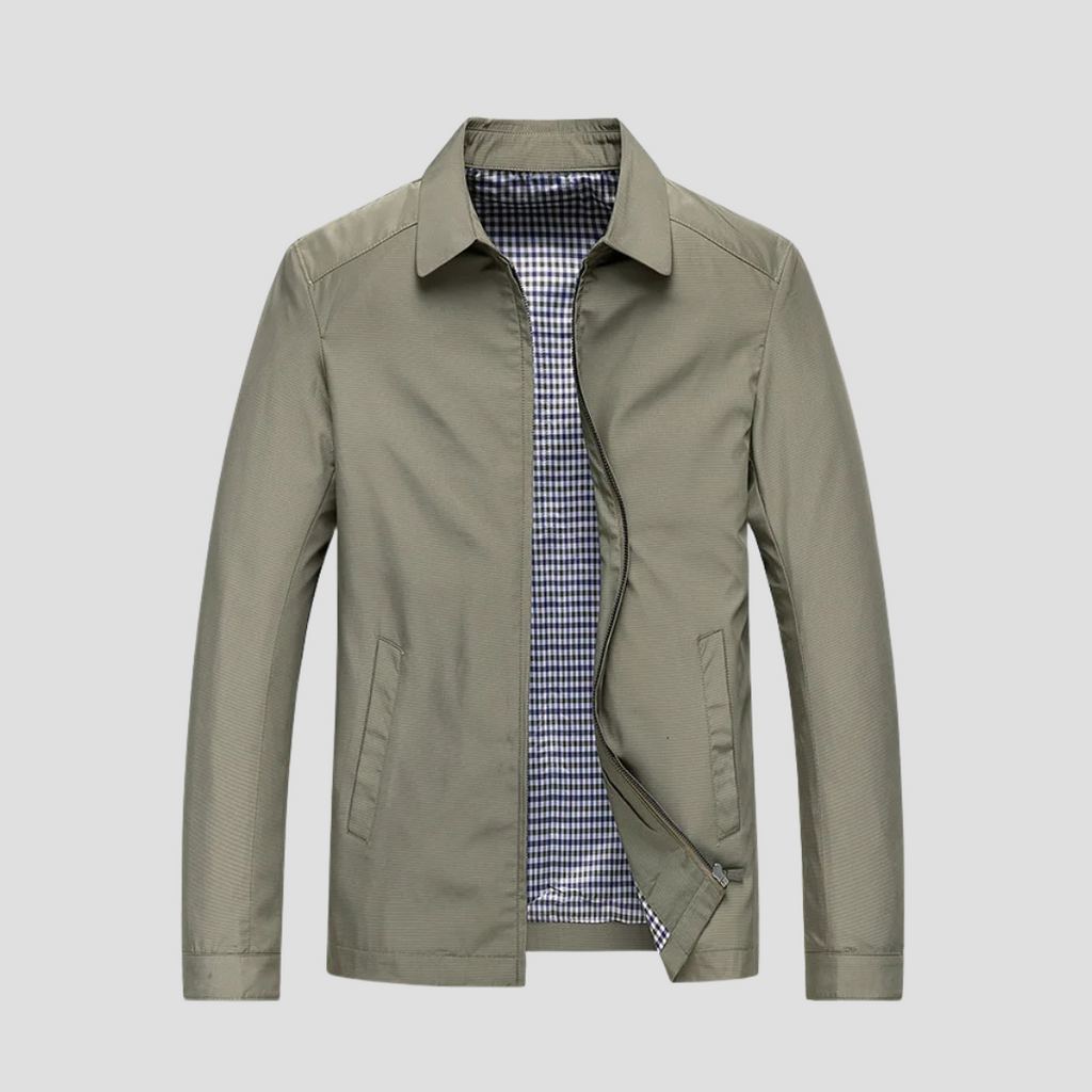 NOUVEAU RICHE Wasserdichte Reißverschlussjacke Leichter Stoff Schutz Und Stil Khaki