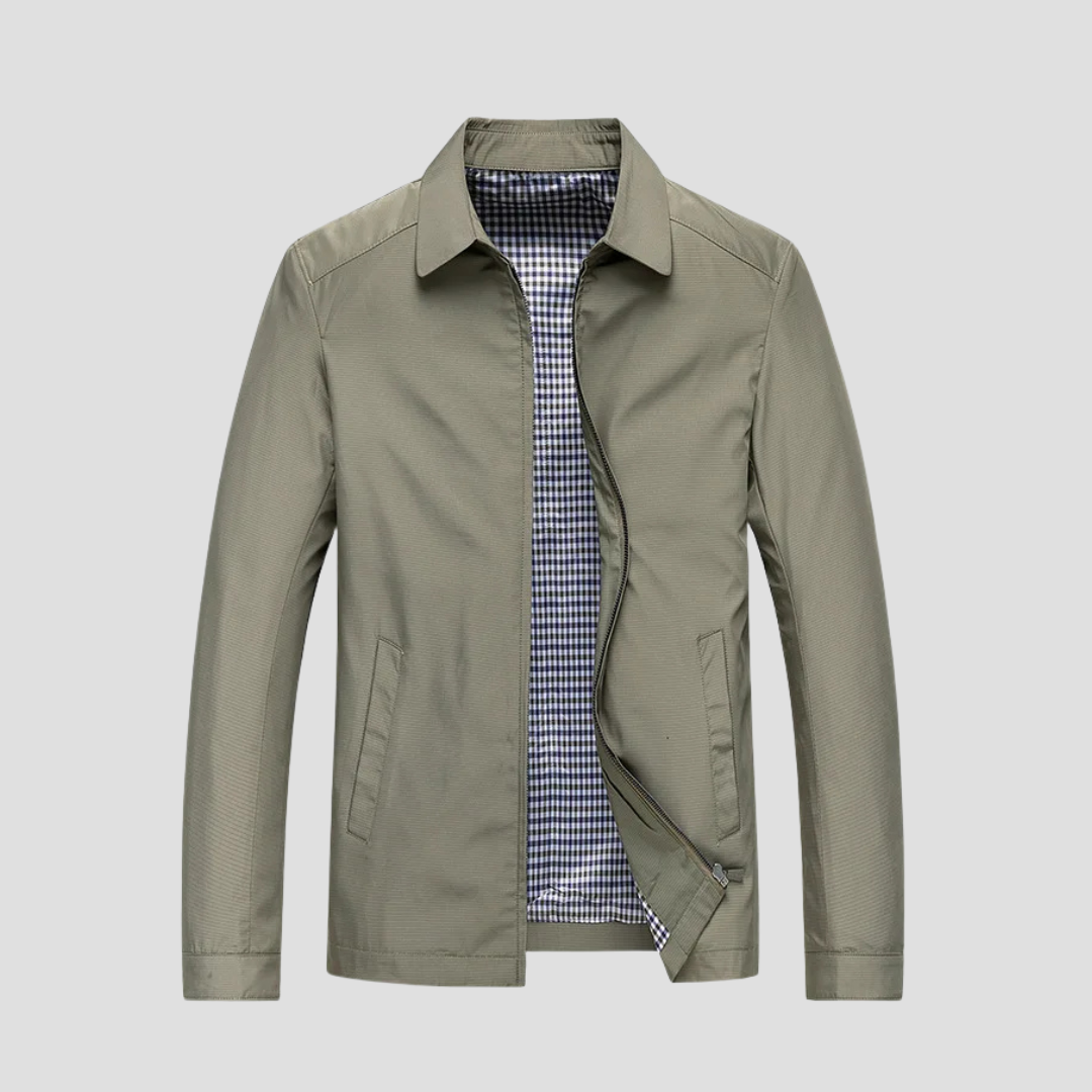 NOUVEAU RICHE Wasserdichte Reißverschlussjacke Leichter Stoff Schutz Und Stil Khaki