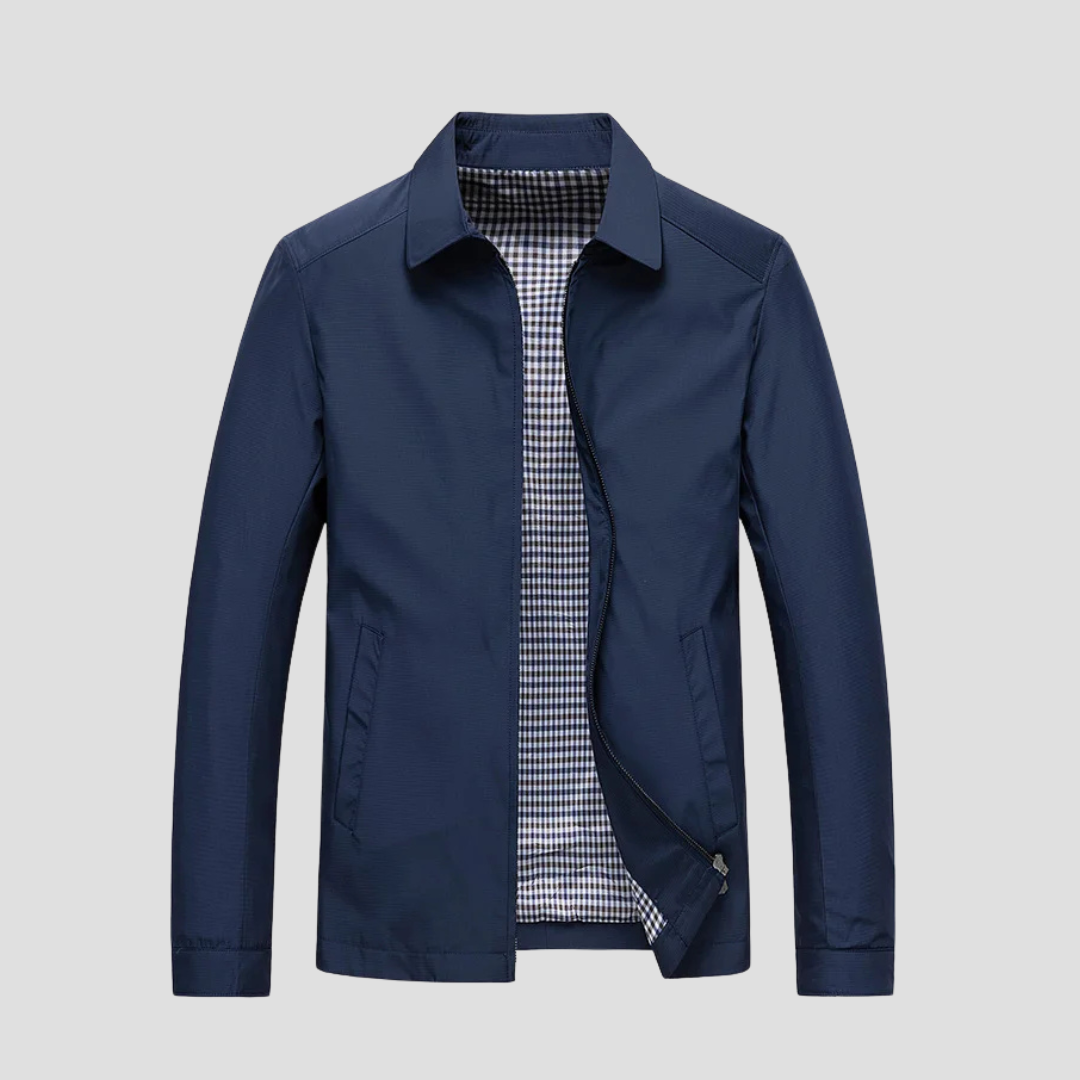 NOUVEAU RICHE Wasserdichte Reißverschlussjacke Leichter Stoff Schutz Und Stil Marineblau