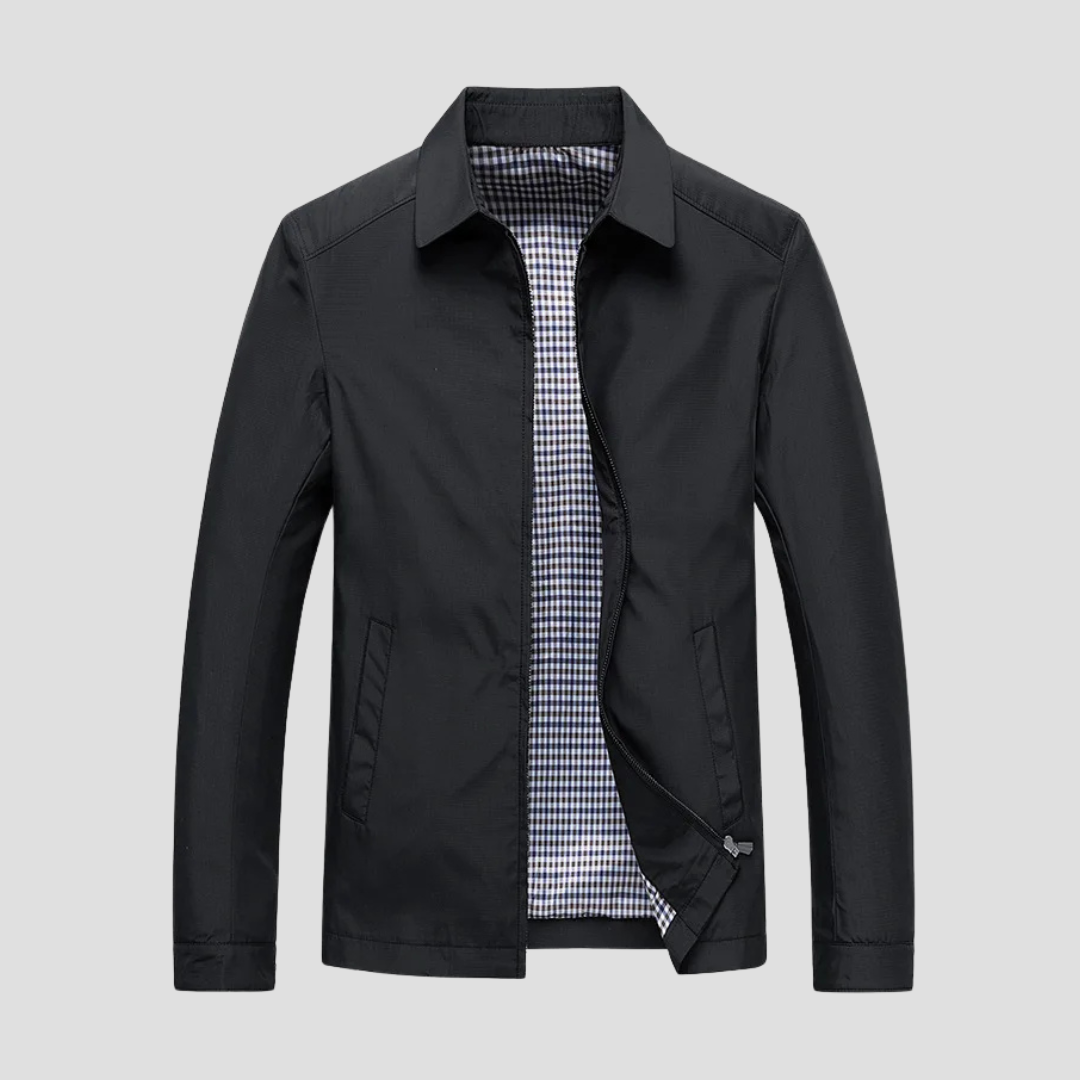 NOUVEAU RICHE Wasserdichte Reißverschlussjacke Leichter Stoff Schutz Und Stil Schwarz