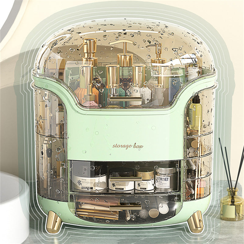 NOUVEAU RICHE Luxus Make-up-Organizer – Staubdichte Kosmetik Aufbewahrungsbox mit Fächern & Deckel, Schminktisch Organizer, Grün oder Weiss