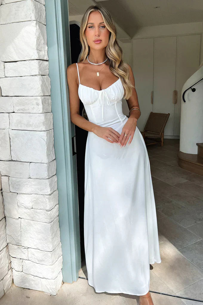 NOUVEAU RICHE Weiches Wiesen Kleid Mit Luftige Silhouette Und Schnürung Weiß