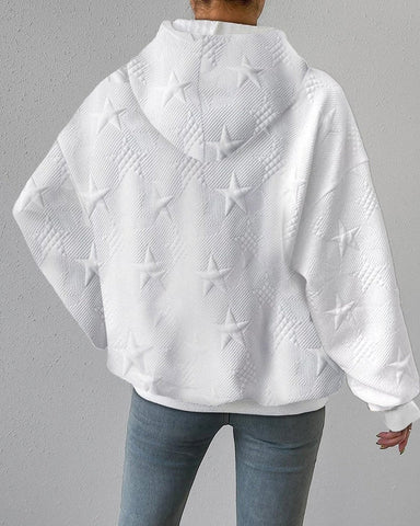 NOUVEAU RICHE Weißer Damen Langarm Kapuzenpullover Aus Weichem Atmungsaktivem Material Für Komfort Und Stil