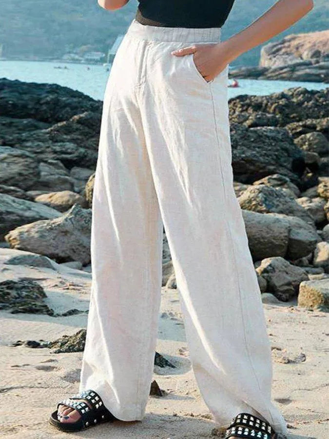 NOUVEAU RICHE Weite Damenhose Hohe Taille Atmungsaktives Leichtes Gewebe Perfekt Für Warmes Wetter Elegante Leinenhose Mit Entspannter Passform