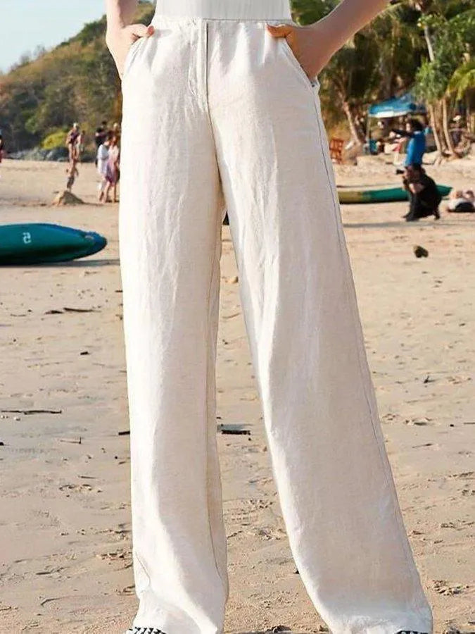 NOUVEAU RICHE Weite Damenhose Hohe Taille Atmungsaktives Leichtes Gewebe Perfekt Für Warmes Wetter Elegante Leinenhose Mit Entspannter Passform