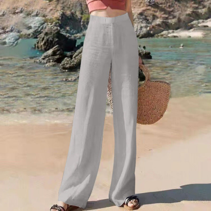 NOUVEAU RICHE Weite Damenhose Hohe Taille Atmungsaktives Leichtes Gewebe Perfekt Für Warmes Wetter Elegante Leinenhose Mit Entspannter Passform Grau