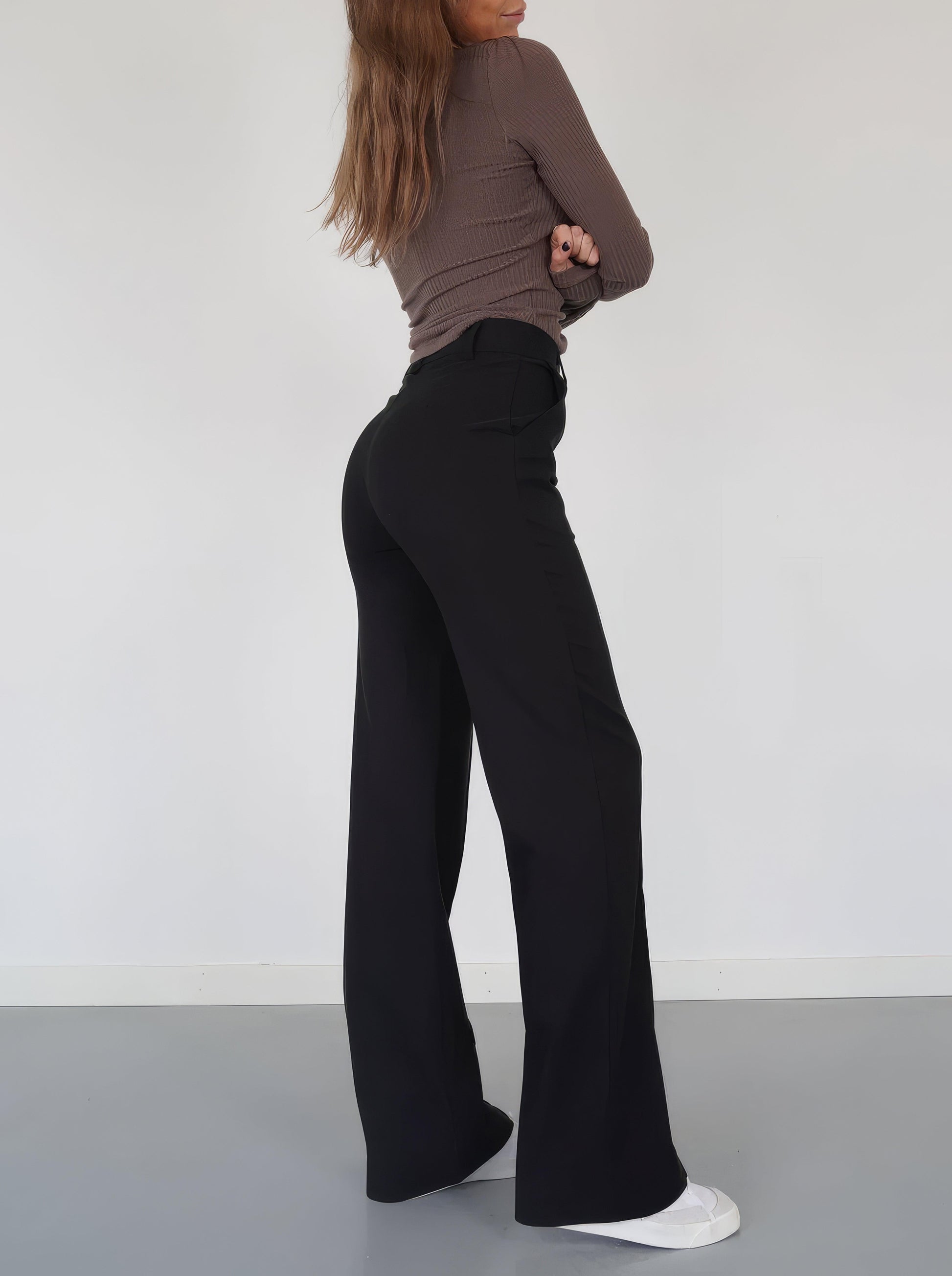NOUVEAU RICHE Weite Damenhose Hohe Taille Taillierte Passform Elegante Freizeitkleidung für Vielseitige Stylings
