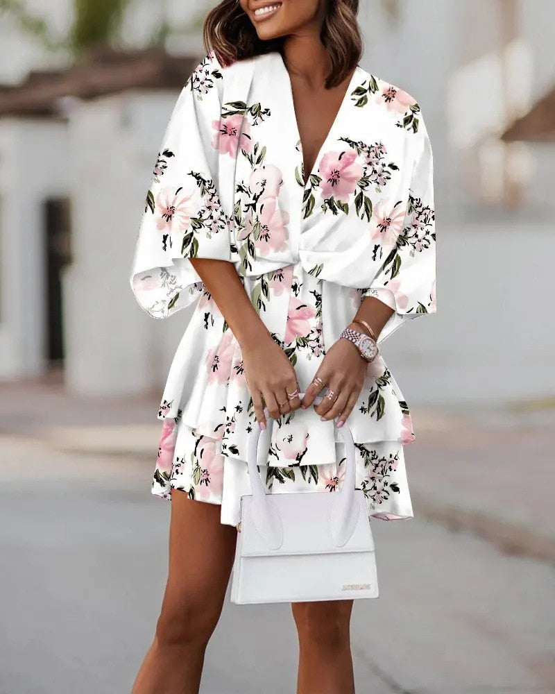 NOUVEAU RICHE Weites Minikleid Mit V Ausschnitt Locker Fallend Sommerlook Weiß